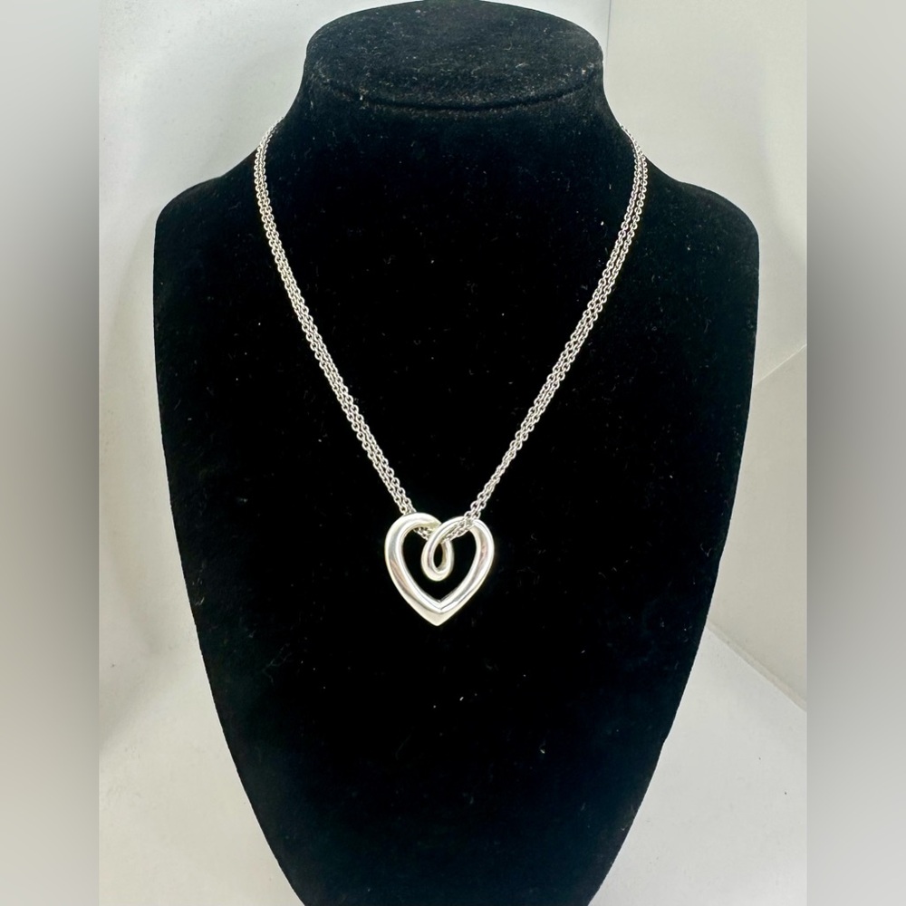 JAMES AVERY Sterling Silver Swirl Scroll Heart Strings Pendant Necklace; RETIRED
